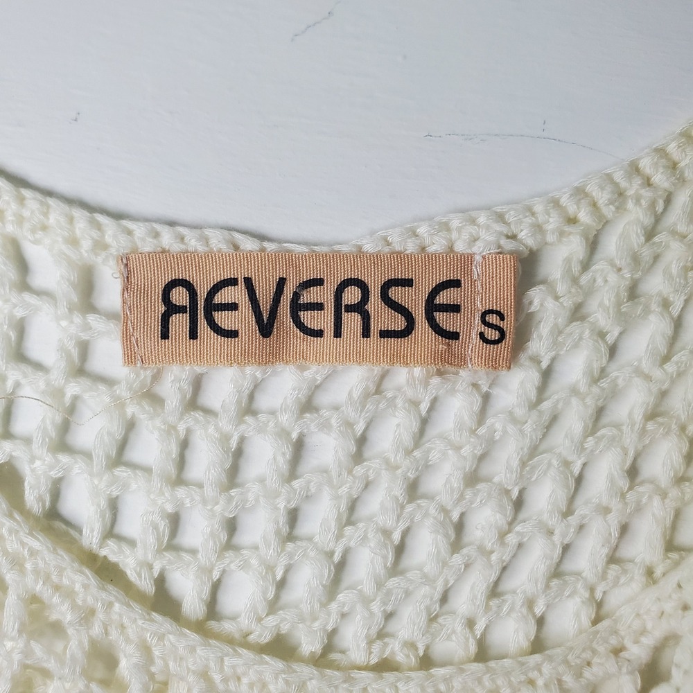 Reverse Crochet Smiley‎ Face Tank Top Sleeveless Knit Boho Festival Summer - Picture 3 of 5